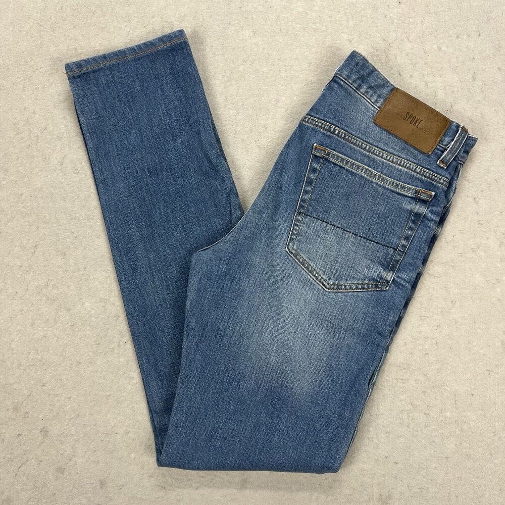 Spoke Jeans Men's Size 30x30‎ Build A Classic Straight Leg Blue Stretch Waist